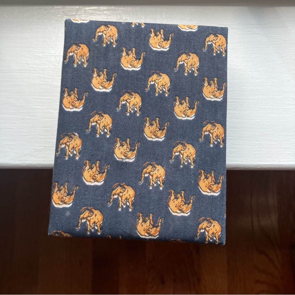 Thai Handmade Navy Black Elephant Print Storage Box